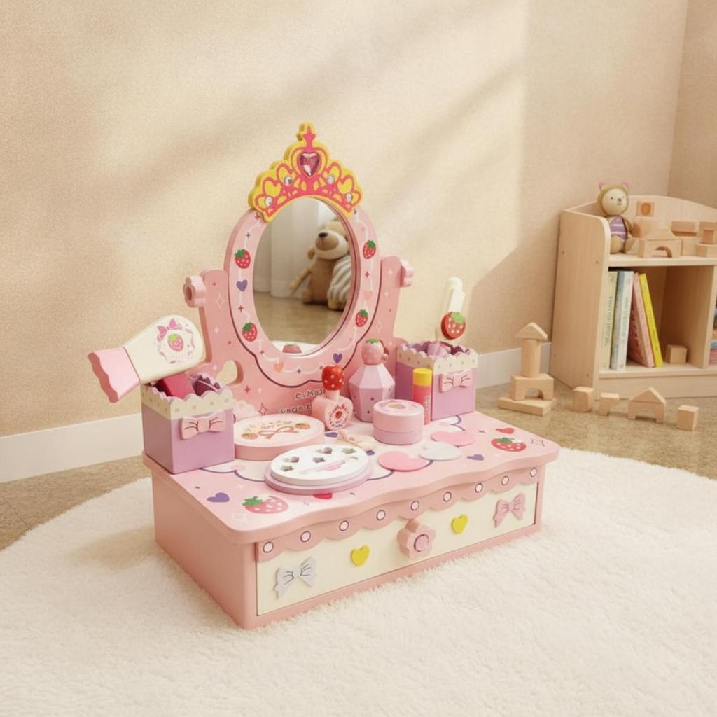 Toy Vanity with Mirror Tabletop Kids Set Interactive