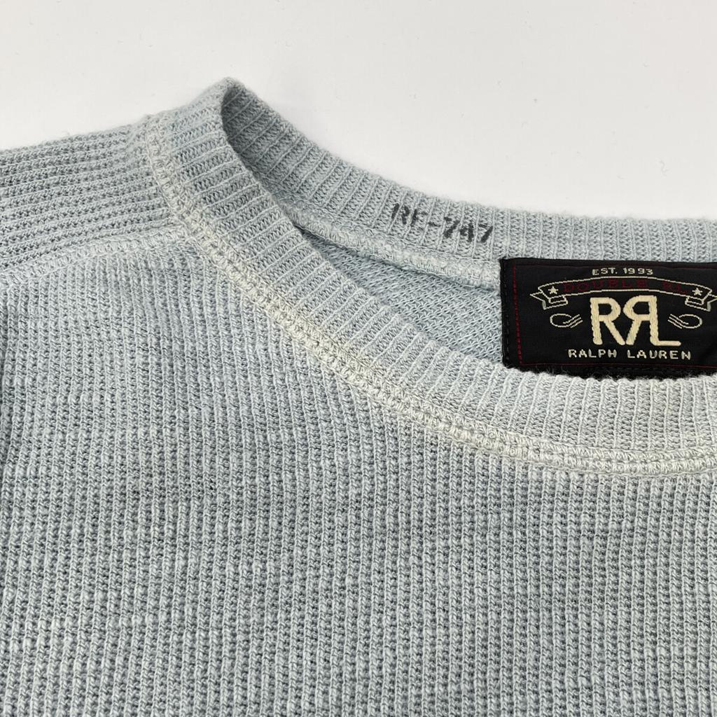 RRL Blue Cotton Thermal Long Sleeve T-shirt Tops M blueUsed