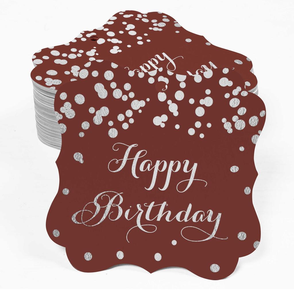 Inkdotpot Real Gold Foil Bracket Shape Paper Hang Tags Happy Birthday Favor Tags Pack Of