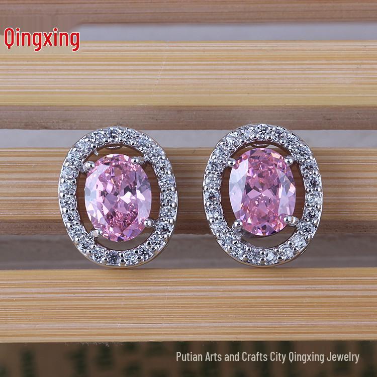 Hot-Selling Retro Oval Stud Earrings with AAA Zircon - Perfect Birthday Gift