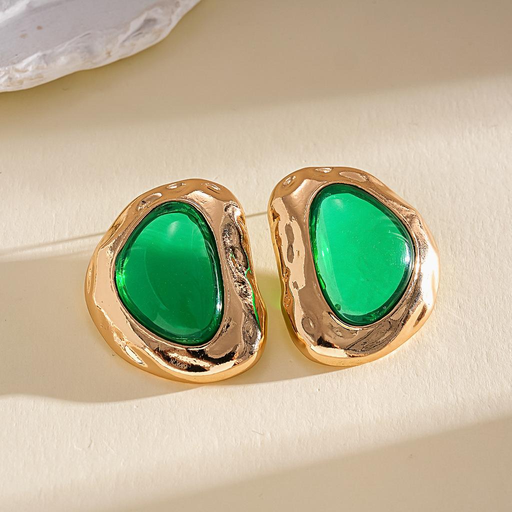 European and American silver needle geometric resin acrylic stud earrings summer small fresh earrings light luxury high-end earrings women