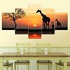 5 Stück modulare Giraffe Leinwand Malerei Baum Landschaft Sonnenuntergang Poster und Drucke Wandbilder Wohnzimmer Wohnkultur Kein Rahmen