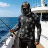 Men's Casual Long Sleeve Hoodie Sun Protection Shirt Lightweight Breathable Polka Dot Print Pullover with Front Zipper Pocket for Outdoor Activities
