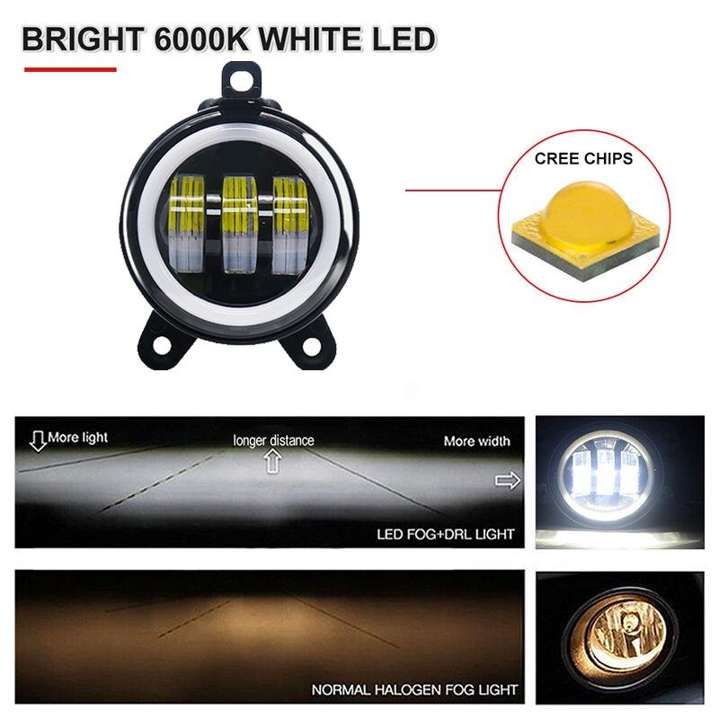 Pair 3.5inch Round Led Fog Lights Driving Light with White Amber Halo Lada Priora for Gazelle Russia Cars Fog Lamp