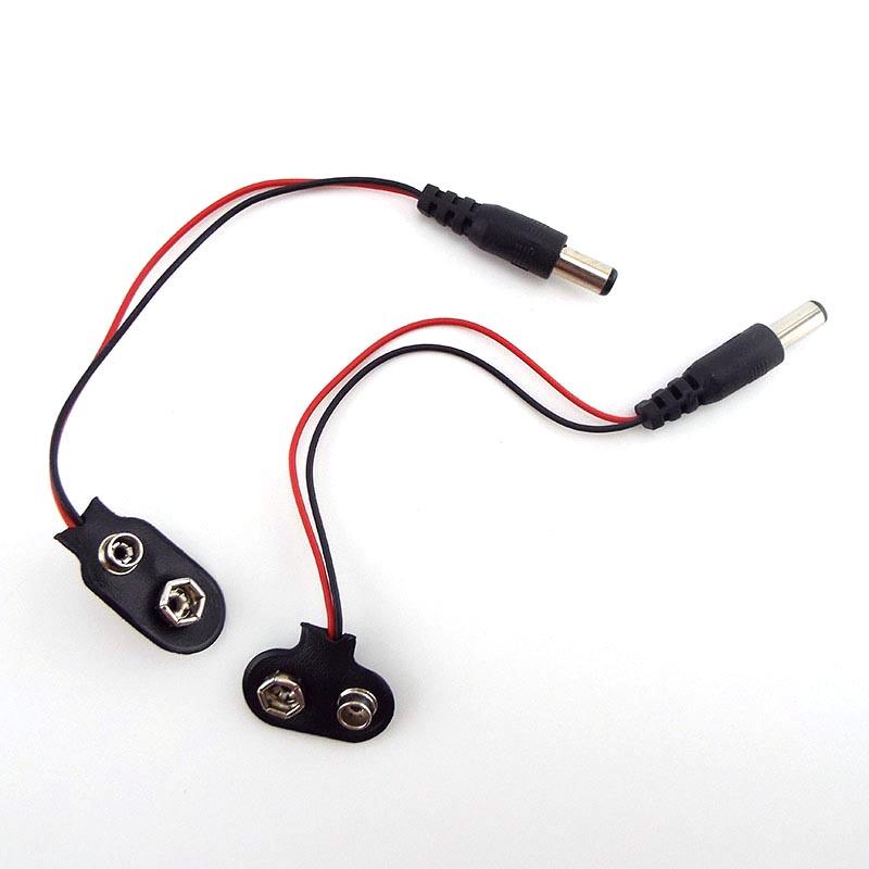 5/10Pcs 9V Battery Clips Connector Buckle Connect wires Black Red Cable Connection M20