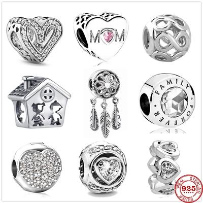 925 Sterling Silver Family Dream Catcher Bead Charms Fit Original  Charm Bracelets Women DIY Jewelry