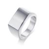 European & American Fashion Rectangular Stainless Steel Ring, Smooth Surface, 18MM, Customizable Laser Logo