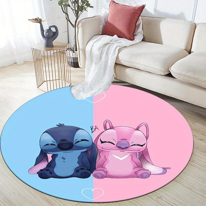1pc Cute Stitch Round Area Rug,Non Slip,Machine Washable Polyester Carpet for Living Room,Bedroom Decor