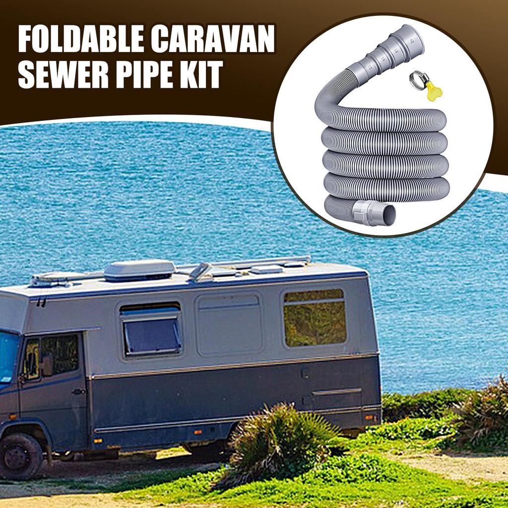 3/4/ 5m Caravan Sewer Pipe Kit Foldable RV Trailer Sewer Hose length Adjustable durable Clamp Leakproof RV Hose Accessories