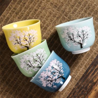 Tazza da tè in ceramica con fiori di ciliegio in ceramica con scolorimento termico Albero dipinto a mano che cambia colore Tazza da acqua Tazza da tè da ufficio Kung Fu Drinkware