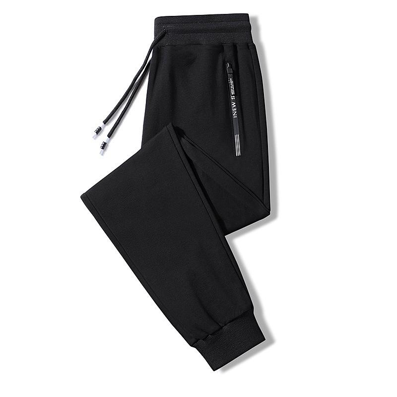 Men's Pure Cotton Lightweight Straight-Leg Sweatpants - Solid Color, Loose Fit for Summer and Spring.