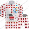 Team Radsporttrikot Set Tadej Pogačar Radsportbekleidung Gelb Grün Rot Gepunktet Weiß Rennrad Trikot Trägerhose