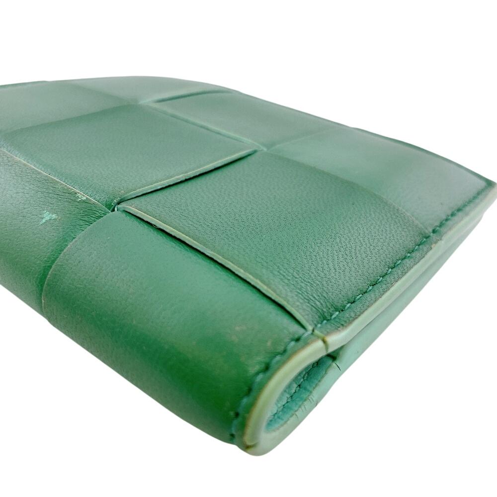 BOTTEGAVENETA leather cassette Bifold Wallet green leather Used