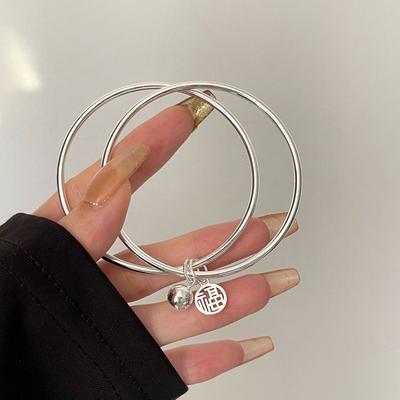 Fu Brand Bell Bracelet Double Ring Female Niche Bracelet Ins Is Not Colored Niche Design High Sense Temperament Simple