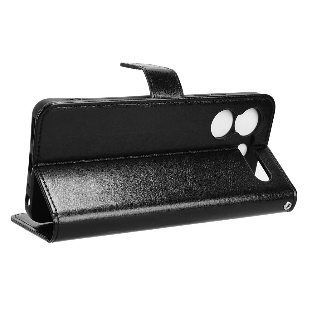 Do etui na telefon komórkowy ZTE Blade A54, skórzany portfel, tekstura Crazy Horse, odporna na upadki, ze stojakiem