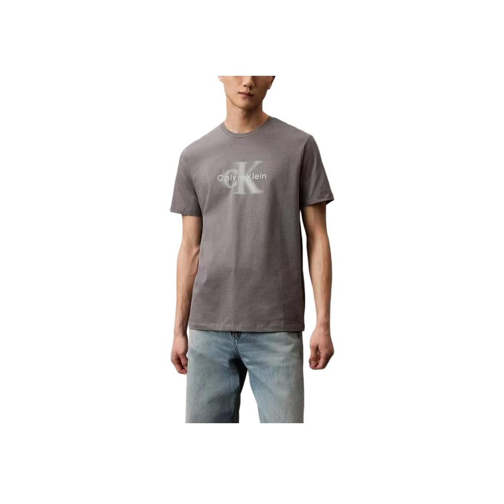 Calvin Klein T-shirt Casual Comoda da Uomo con Lettere, Girocollo, Manica Corta, Grigia 8RB845G-030