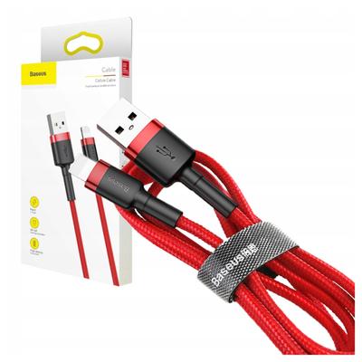 Kabel Lightning Usb Baseus Cafule 2,4A 0,5M (Červený)
