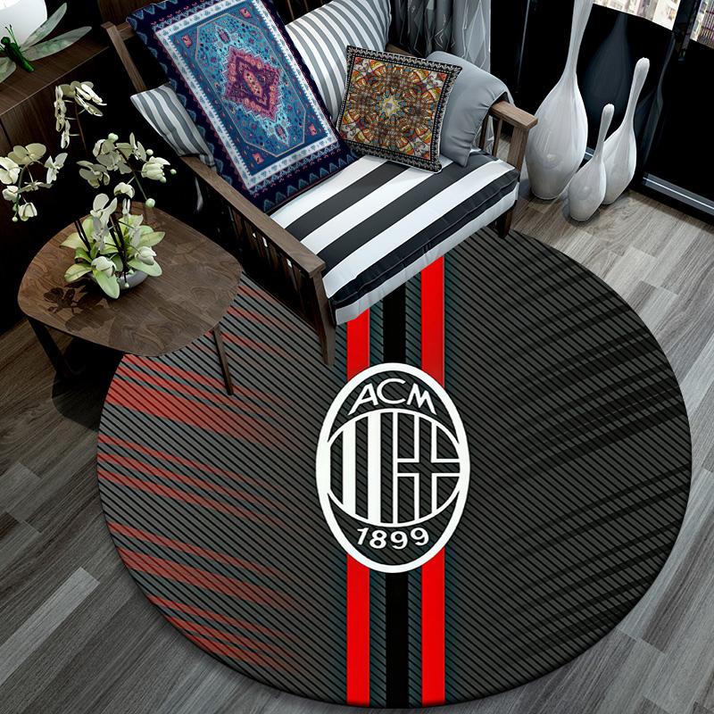 Associazione Calcio Milan Round Area Rug,Carpet Rug for Living Room Bedroom Sofa Playroom Decor,Non-slip Floor Mat
