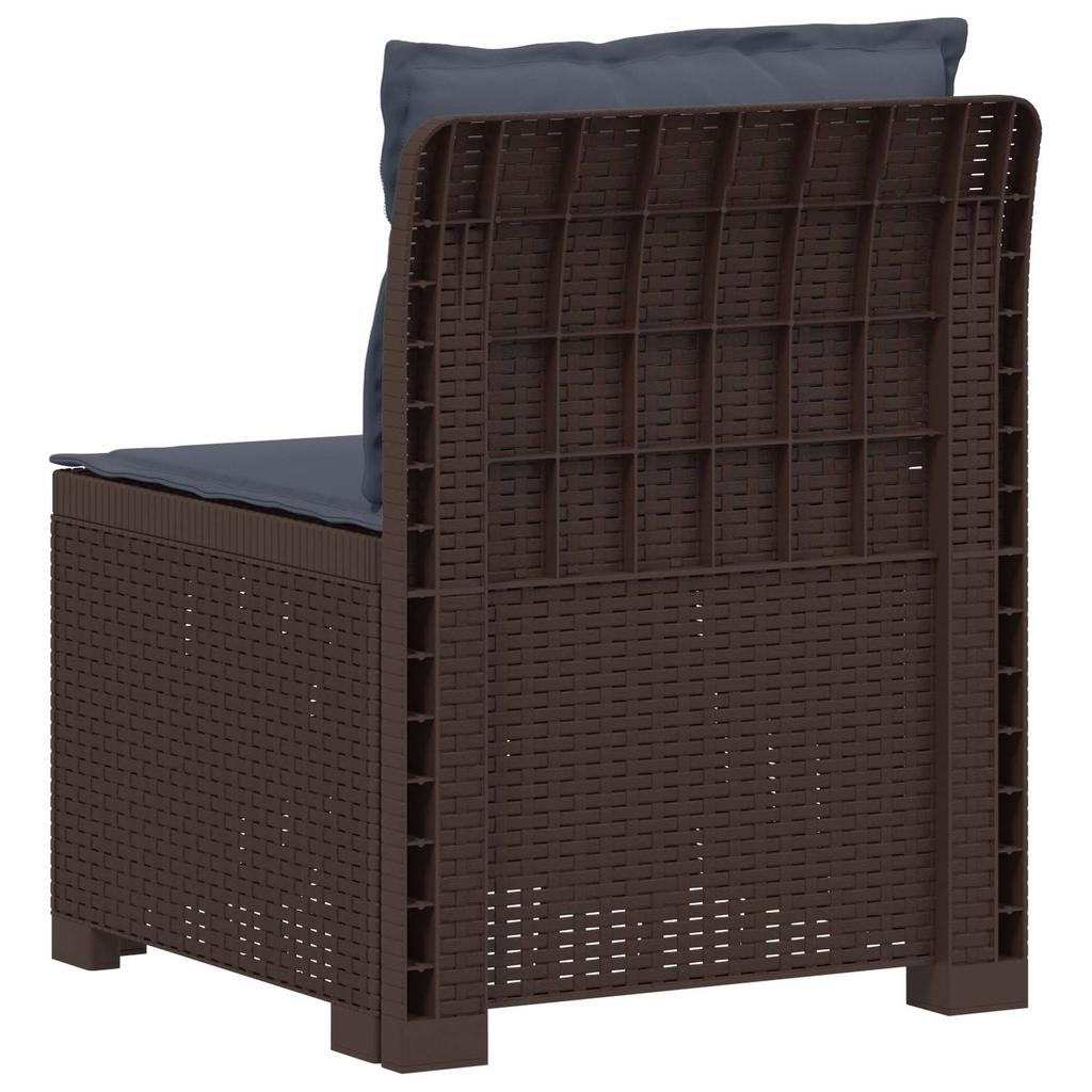 1 Seater Garden Sofa with Cushions Rattan Look PP Brown