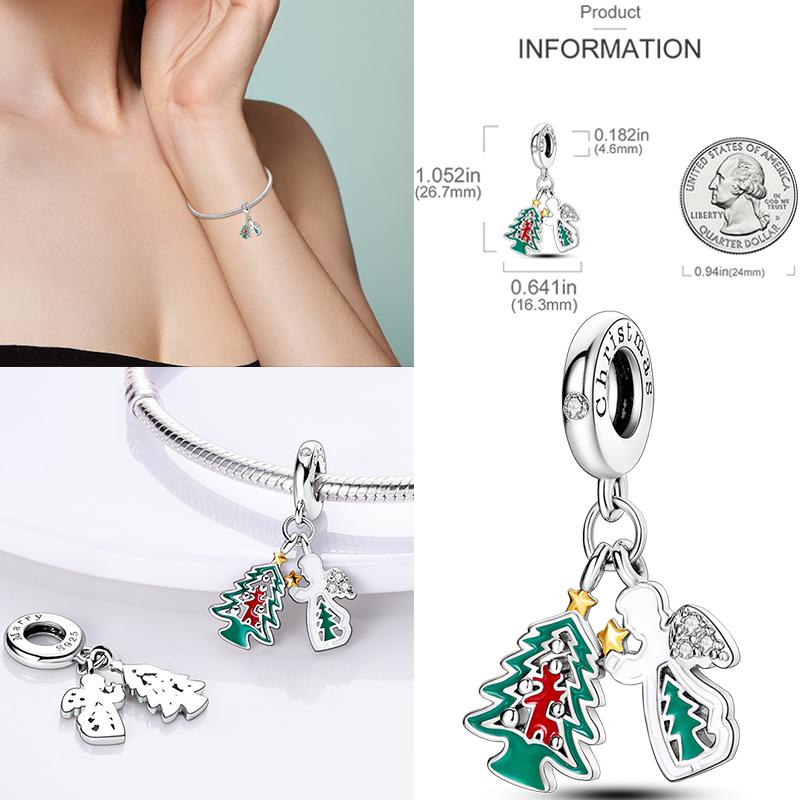 New Christmas Charm Bead Charms 100 copper Christmas Tree Santa Claus Ice Boot Pendant Bead Charms Compatible With Bracelets Do It Yourself Jewellery