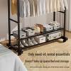 Sturdy Double Bar Wardrobe Rack for Dorms: Floor-Standing, Dual-Layer Clothes & Hat Hanger for Bedrooms and Balconies.