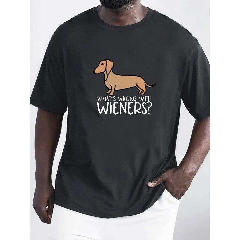 European Size Wiener Dog Print T Shirt, Tees For Men, Casual Short Sleeve T-shirt For Summer