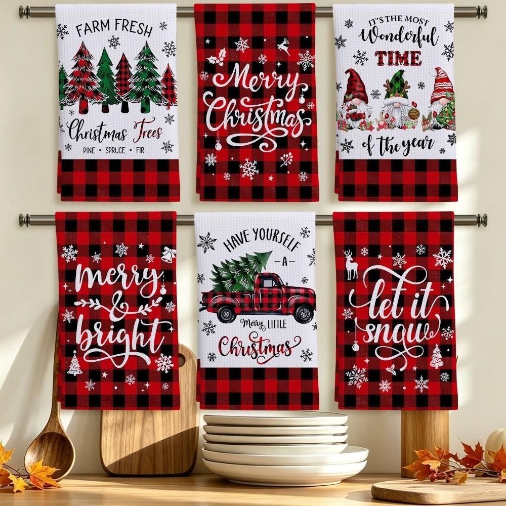 Santa Claus Xmas Hand Towels Reindeer Dish Towels Christmas Decorations Cleaning Cloth  Winter Home