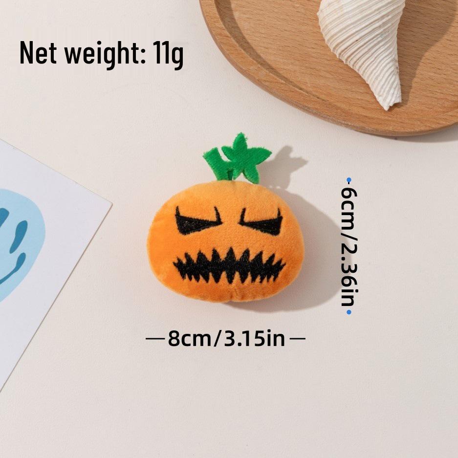 

Large Bite-Resistant Pumpkin Ghost Face Halloween Cat Toy with Squeaker. Includes BB Sound