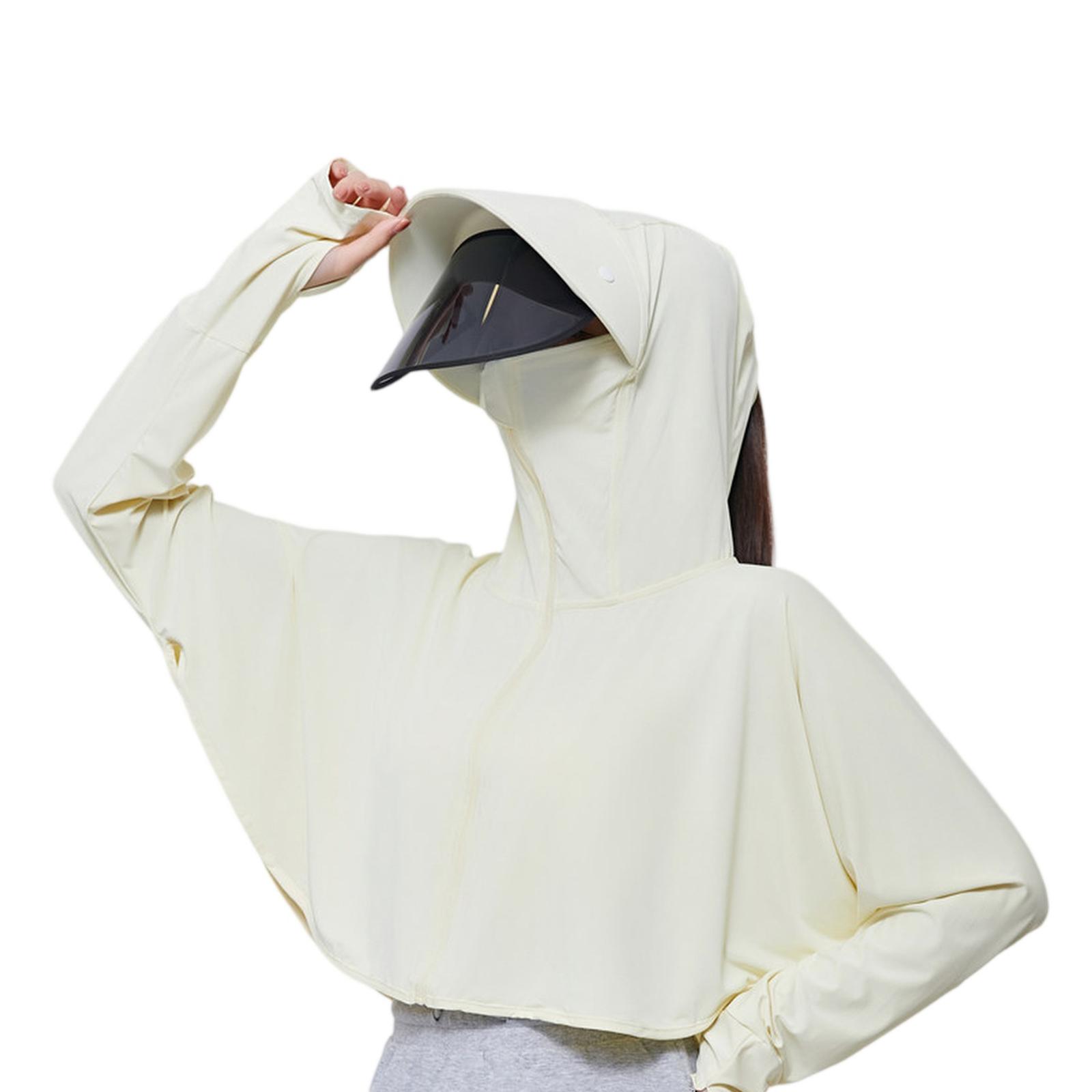 

Women s Ice Silk UPF50+ Lightweight Breathable Loose-Fit Hooded Jacket With Detachable Rotatable Visor One Size жовтий