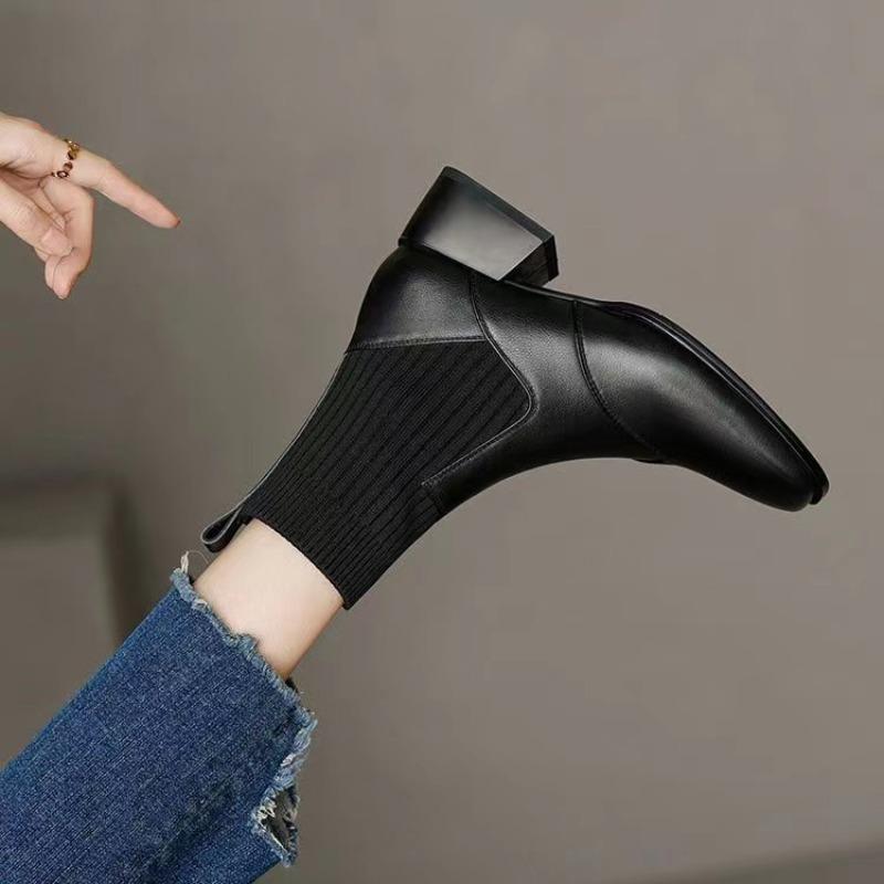 Women's Spring and Autumn Boots 2025New Autumn and Winter Hot-Selling High Heels for Women, Chunky Heel Stretch Sock Boots