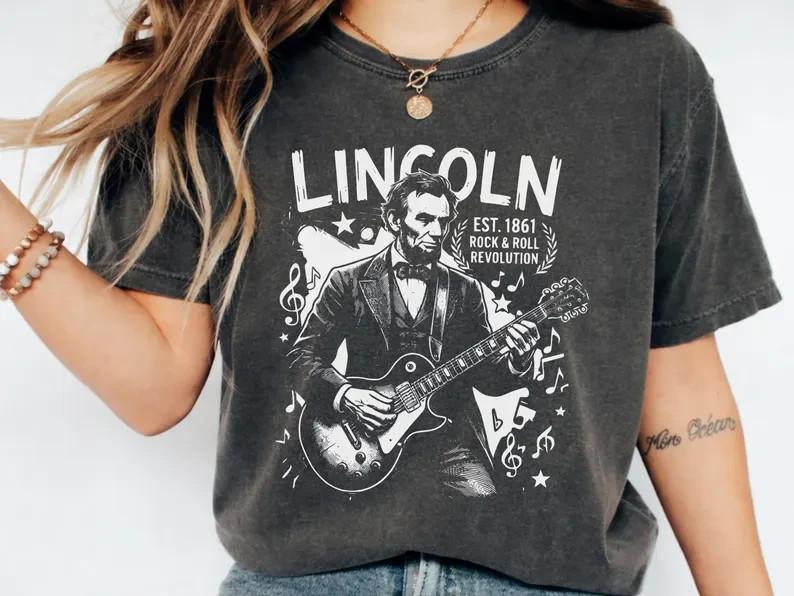Abraham Lincoln Playing Guitar Reprint Unisex Shirt AN70697 M
