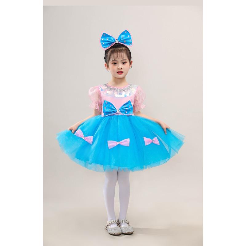 Costume da Ballo Carino per Bambina Principessa Vestito Soffice di Garza per Spettacolo all'Asilo