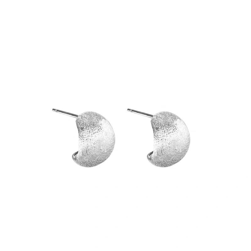 925 Silver Frosted Teardrop Stud Earrings with Cold Style Texture