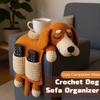 Borsa Portaoggetti a Forma di Divano per Cani all'Uncinetto, Decorazione Portaoggetti da Bracciolo per Divano Intrecciato per Animali Domestici, Con 2 Tasche e Un Portabicchieri