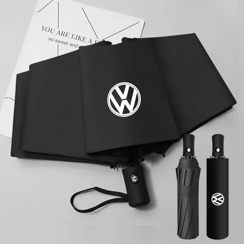 VW Car Model LOGO Umbrella Auto Anti-UV Accessories For VW Golf Tiguan Jetta Transporter Passat T5 Polo Touran Scirocco Arteon FM7