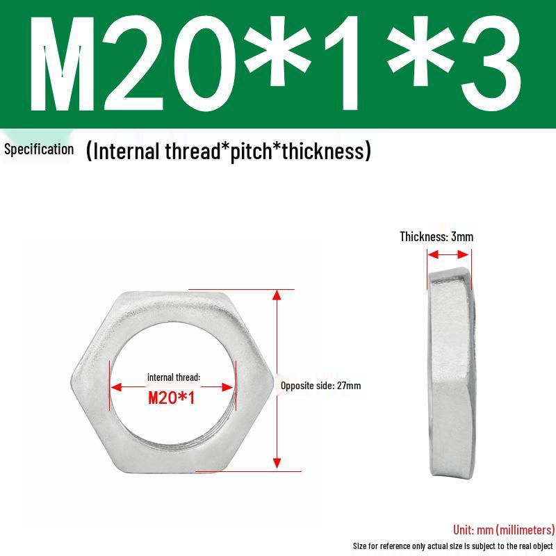 GB808 White Zinc Hex Thin Nut, Fine Thread, Lamp-Type, M6-M30