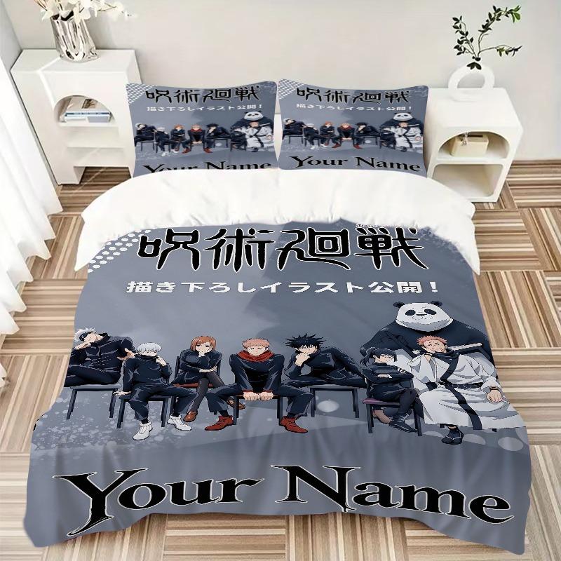 Anime Character Group Art Bedding Set Personalized Washable Custom 3Pcs Duvet Cover Pillowcases Soft Microfiber Home Bedroom Gift