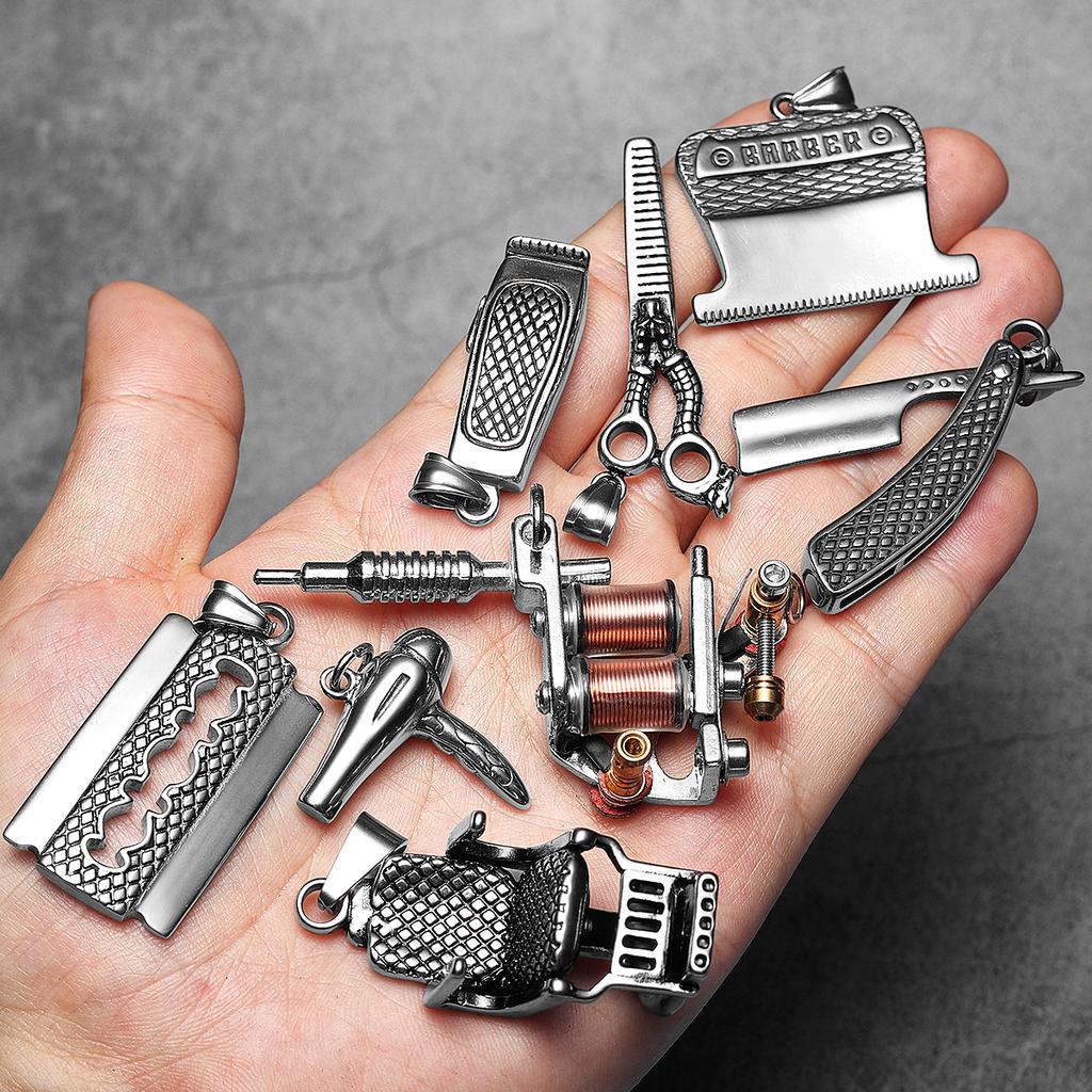Men Charm Tattoo Machine Stainless Steel Jewelry Necklaces With Pendant For Male Women Punk Hip Hop Accessories Gifts