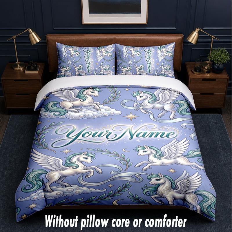 Other Similar Designs Theme Custom Text Or Name 3Pcs Bedding Set,1 Flat Sheet & 2 Pillowcases Personalized Home Bedding