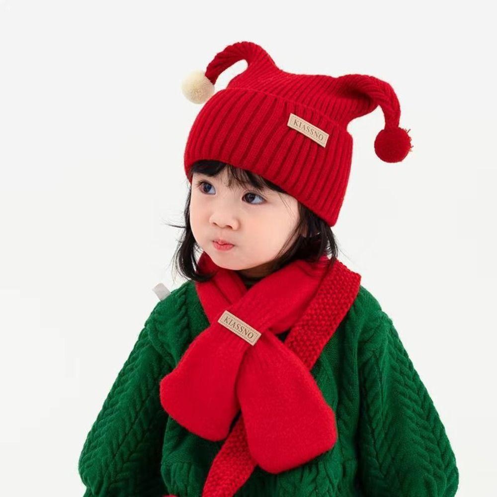Openwork Flower Warm Wool Beanie Plush Ball Kids Winter Cap Fashion Pompom Hat  Ear Protection
