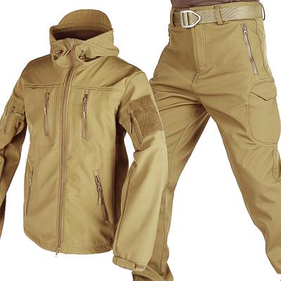 New Soft Shell Set Shark Skin Windbreaker With Straight Tube Soft Shell Pants Tactical Warmth Set For Men Outdoor Large