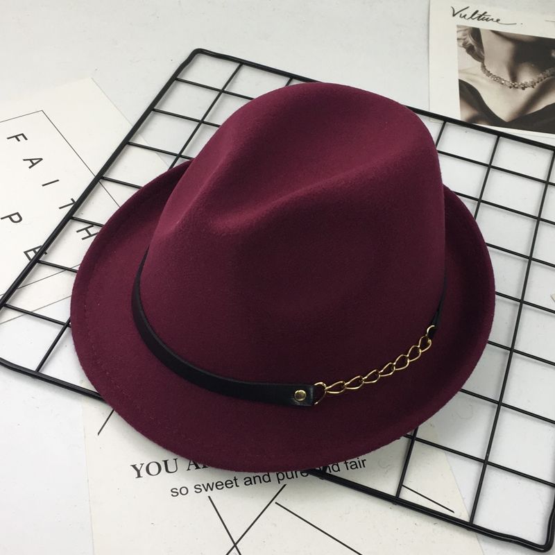 Chain Decor Fedora Hat for Men Women Korean Style British Retro Bowler Hat for Daily Casual Wear Stage Performance