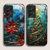 Artistic Cartoon Christmas Tree Pattern Tempered Glass Phone Case for Samsung Galaxy S25 Ultra S24 S23 Plus S22 S21 S20 FE Cover