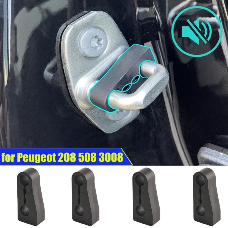 Upgrades 4pcs Car Door Lock Cushions set Rubber Quiet Car Door Lock Pads set Noise Reducing Car Door Lock Pads for 308
