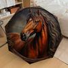 1PC Horse Artwork Umbrella-8-Rib Reinforced, Automatic Open, Lightweight & Durable, Cute Fashion Accessory for Outdoor-K1313
