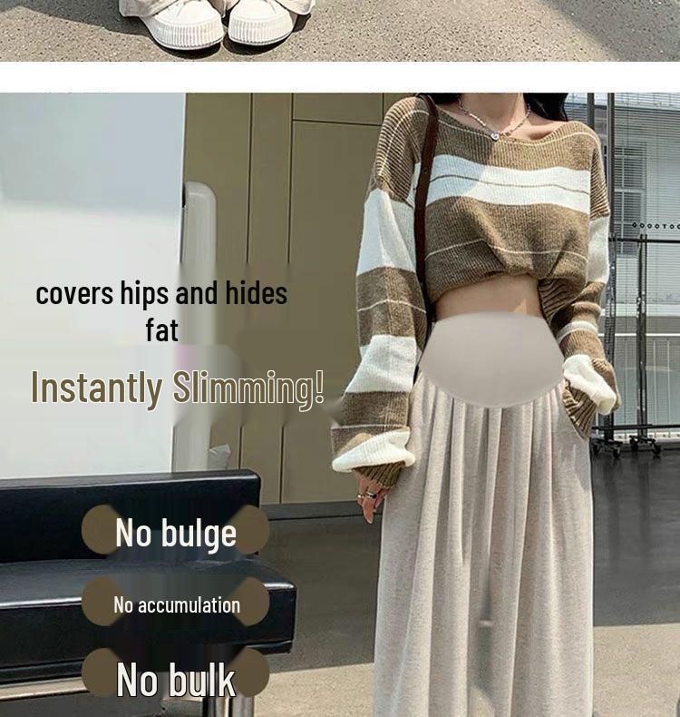 Maternity Wide-Leg Belly Support Pants - Autumn/Winter Fashion, Plus Velvet
