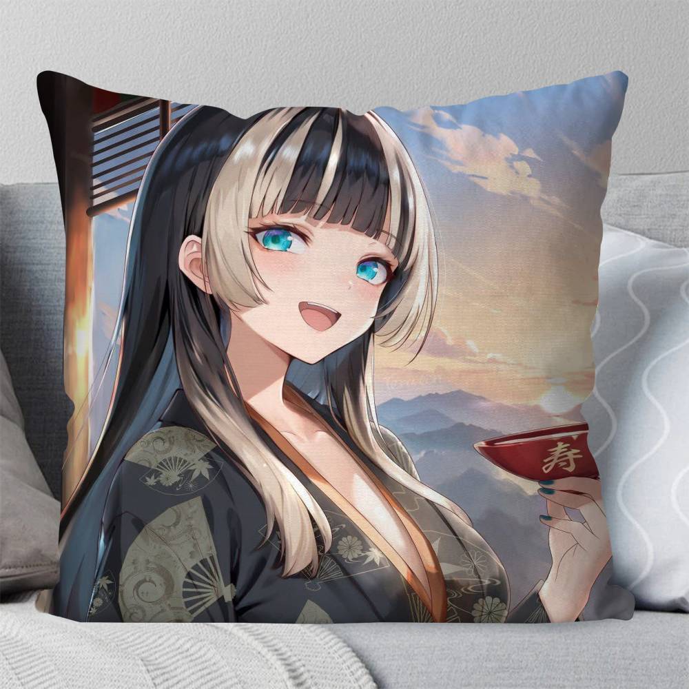 Juufuutei Raden Animation HHololive Pillow Case Fashion Square Pillowcase Bedroom Sofa Room Ins Decoration Leisure