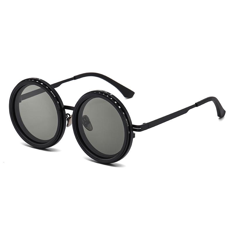 Vintage Round Steampunk Polarized Sunglasses For Men Women Outdoor Sport Shades -Level Adjustable Dimming Sun Glasses Uv400