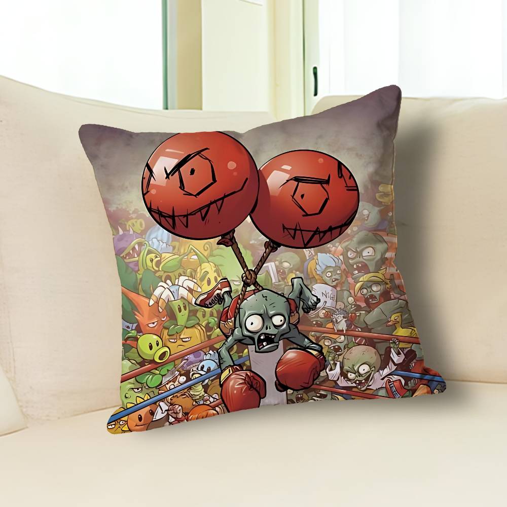 Hot P-Plants Zombies Game Pillow Cases for Bedroom Living Room Sofa Home Decor Polyester Cushion Cover with Zipper