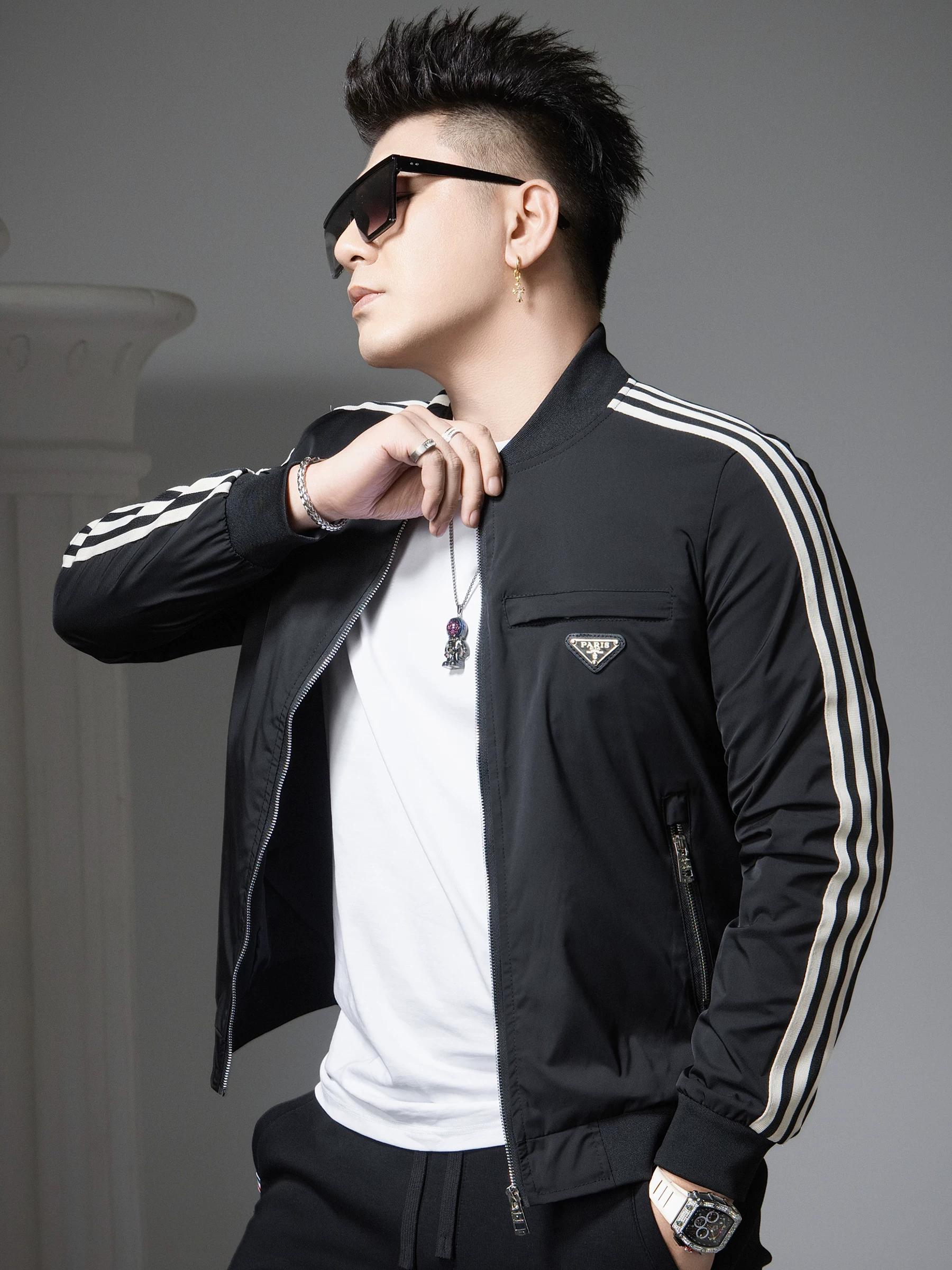 European Station 2025 Autumn New Casual Jacket Men s Baseball Jacket Trendy Brand Badge Stylish Jacket Men s Top M чёрный